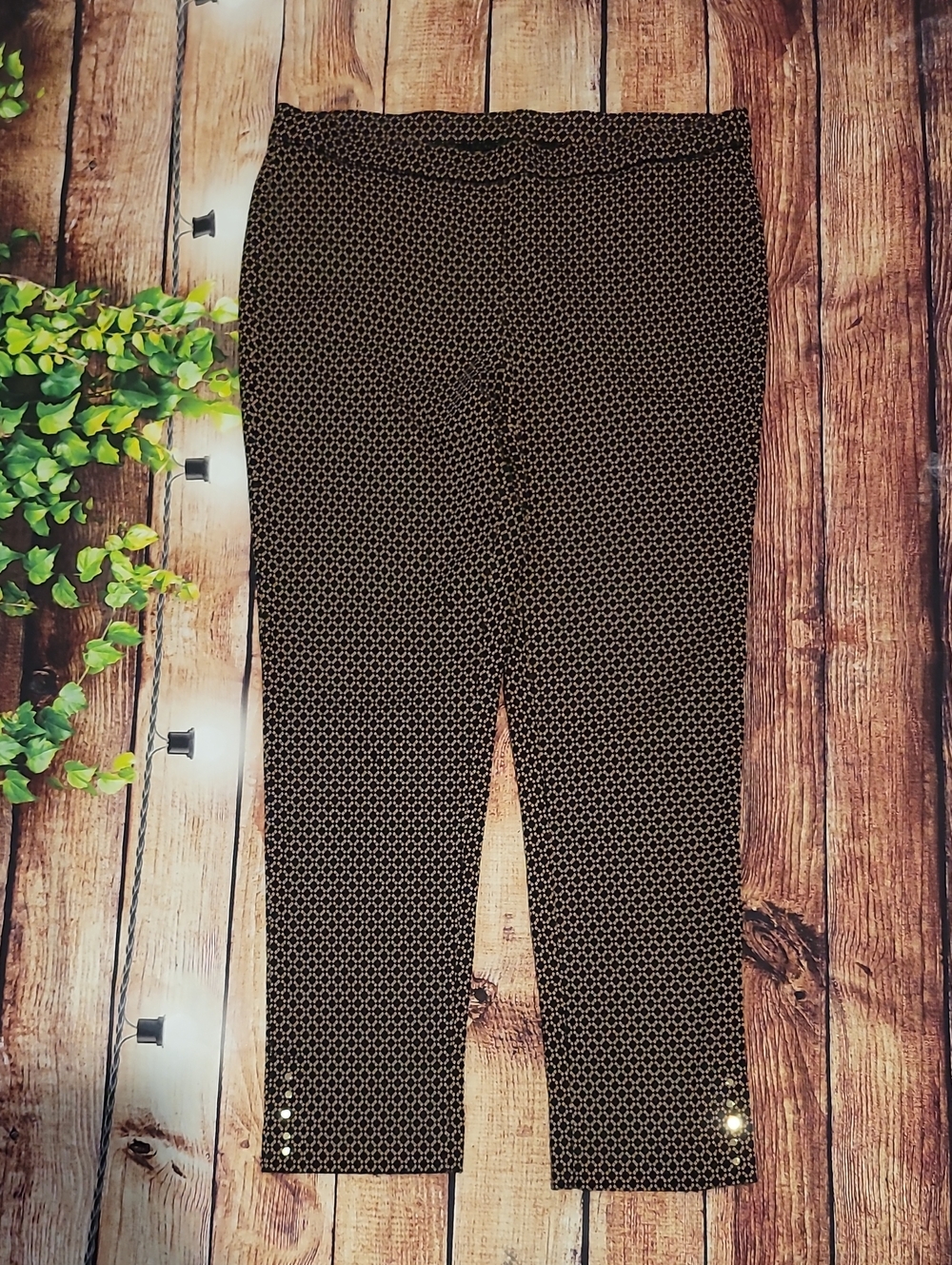 Rafaella Comfort Blackand Beige Pull On Pants Size 14